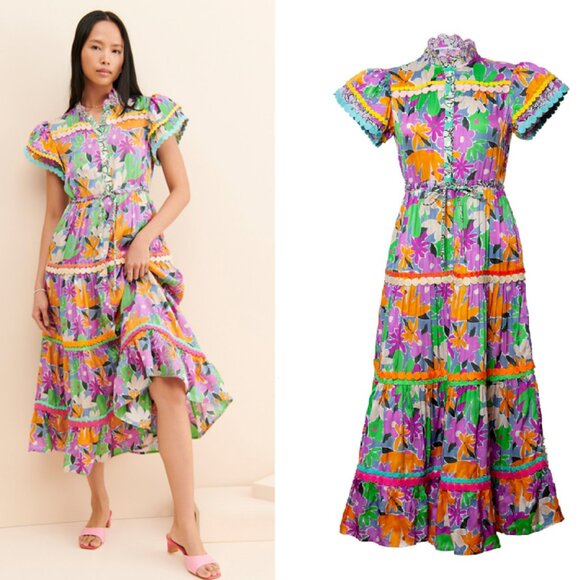 Anthropologie Celia B Aneeta Floral Midi Dress Small - Picture 1 of 5